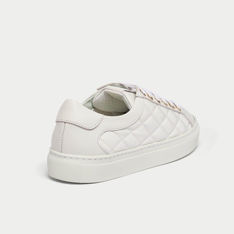 Star - White Quilted Leather Wide Fit Trainers-6