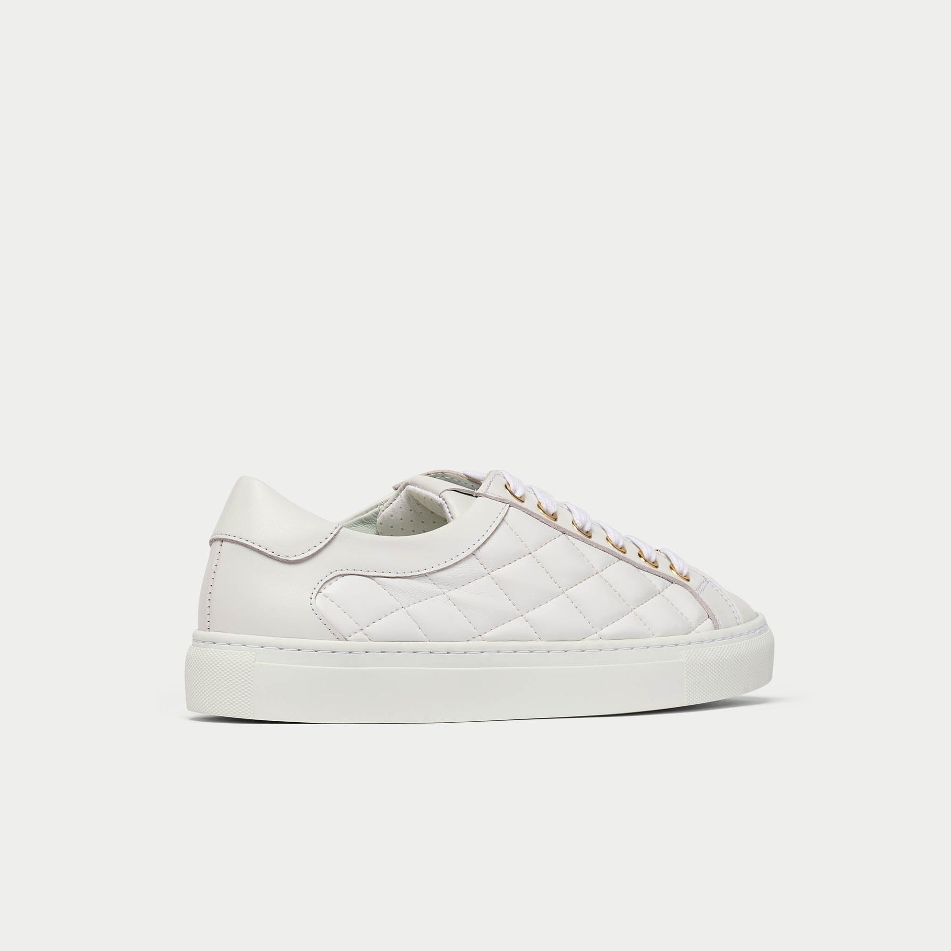 Star - White Quilted Leather Wide Fit Trainers-2