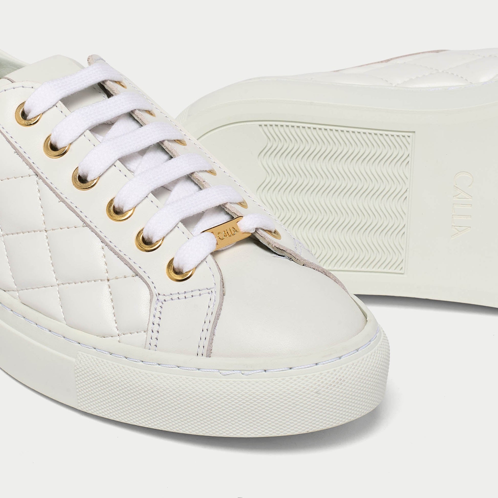 Star - White Quilted Leather Wide Fit Trainers-3