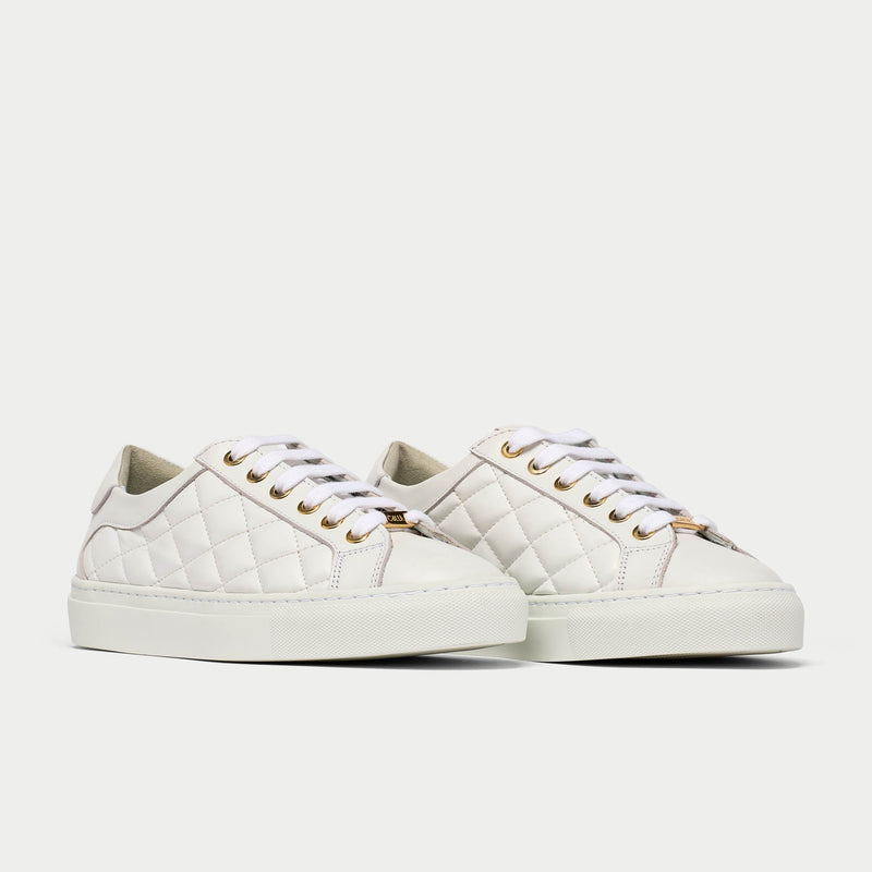 Star - White Quilted Leather Wide Fit Trainers-4