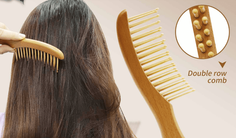 Wide-Tooth Wooden Travel Hair Comb-2