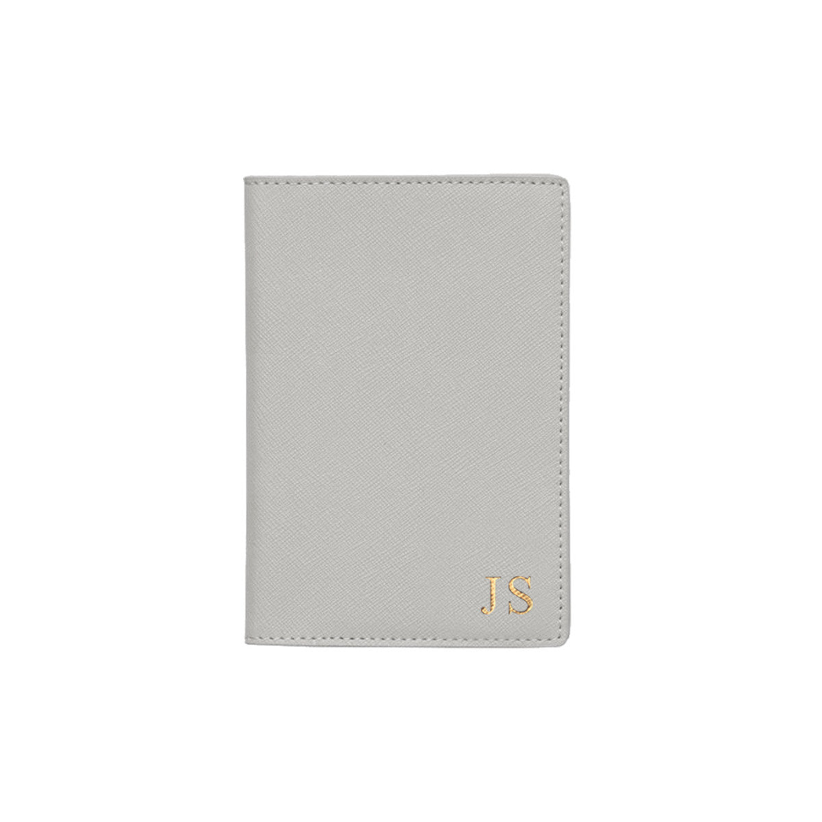 Silver Grey Saffiano Leather Passport Holder Personalised