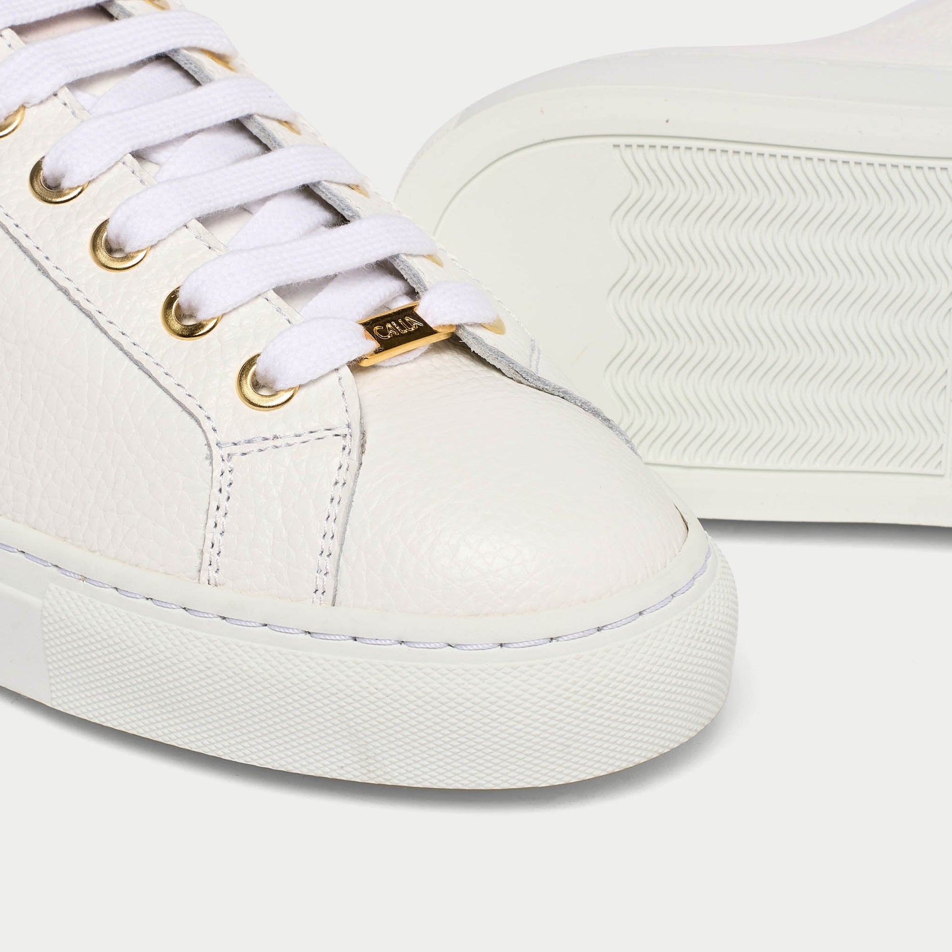 Star - White Grain Leather Wide Fit Trainers-5