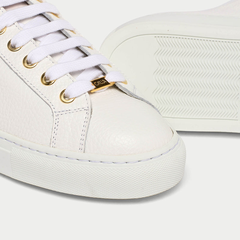 Star - White Grain Leather Wide Fit Trainers-5