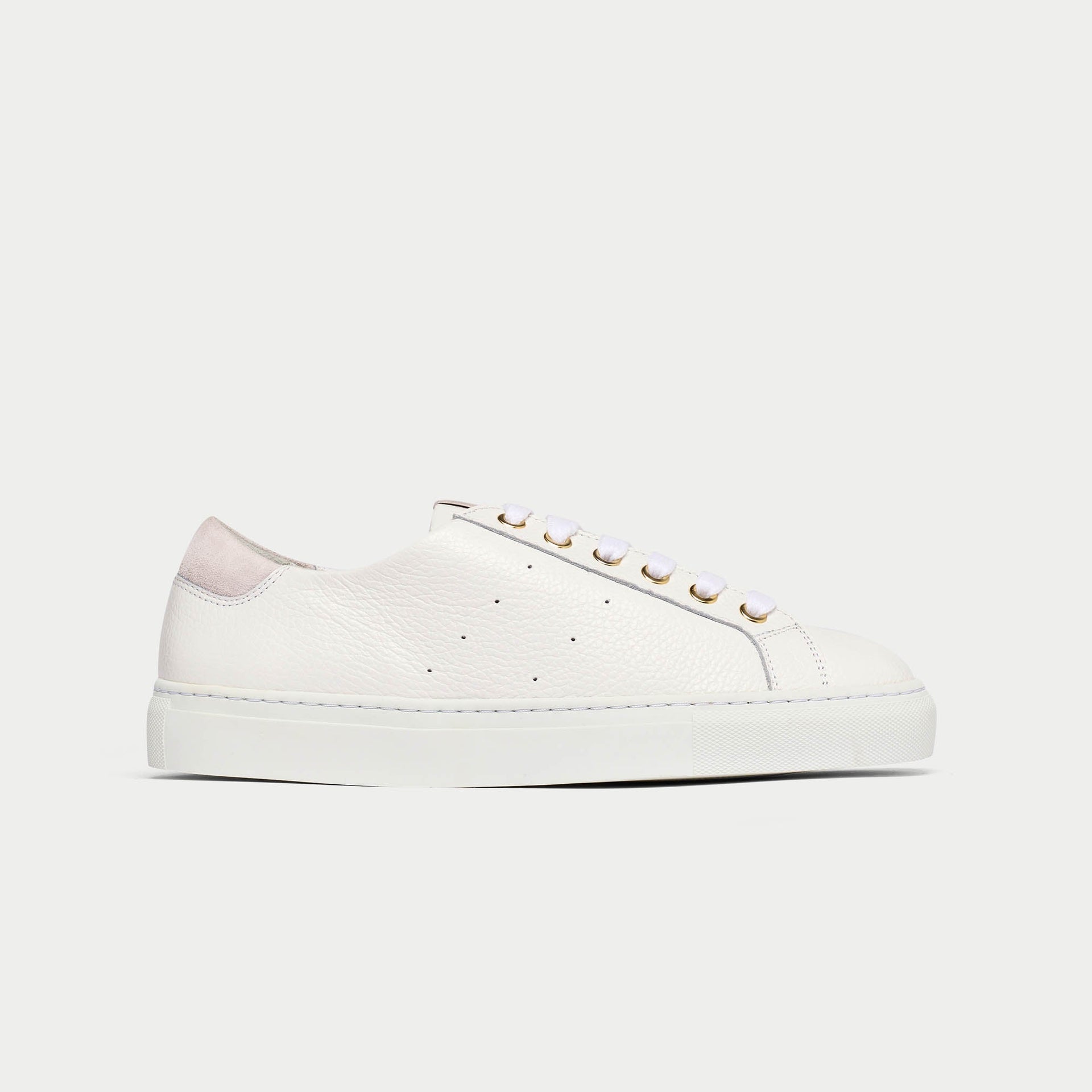 Star - White Grain Leather Wide Fit Trainers