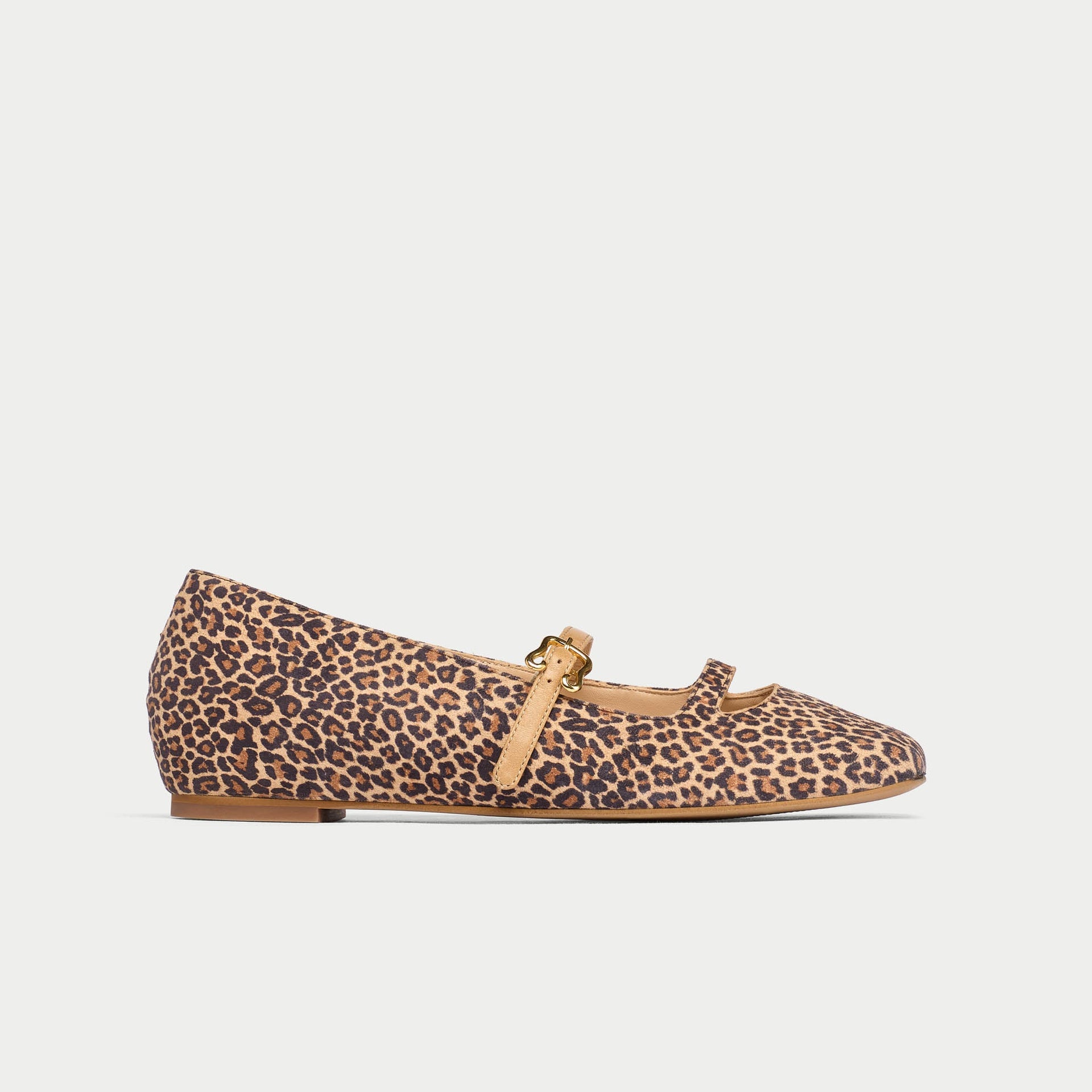 Alexa - Beige Leopard Leather Ballerinas