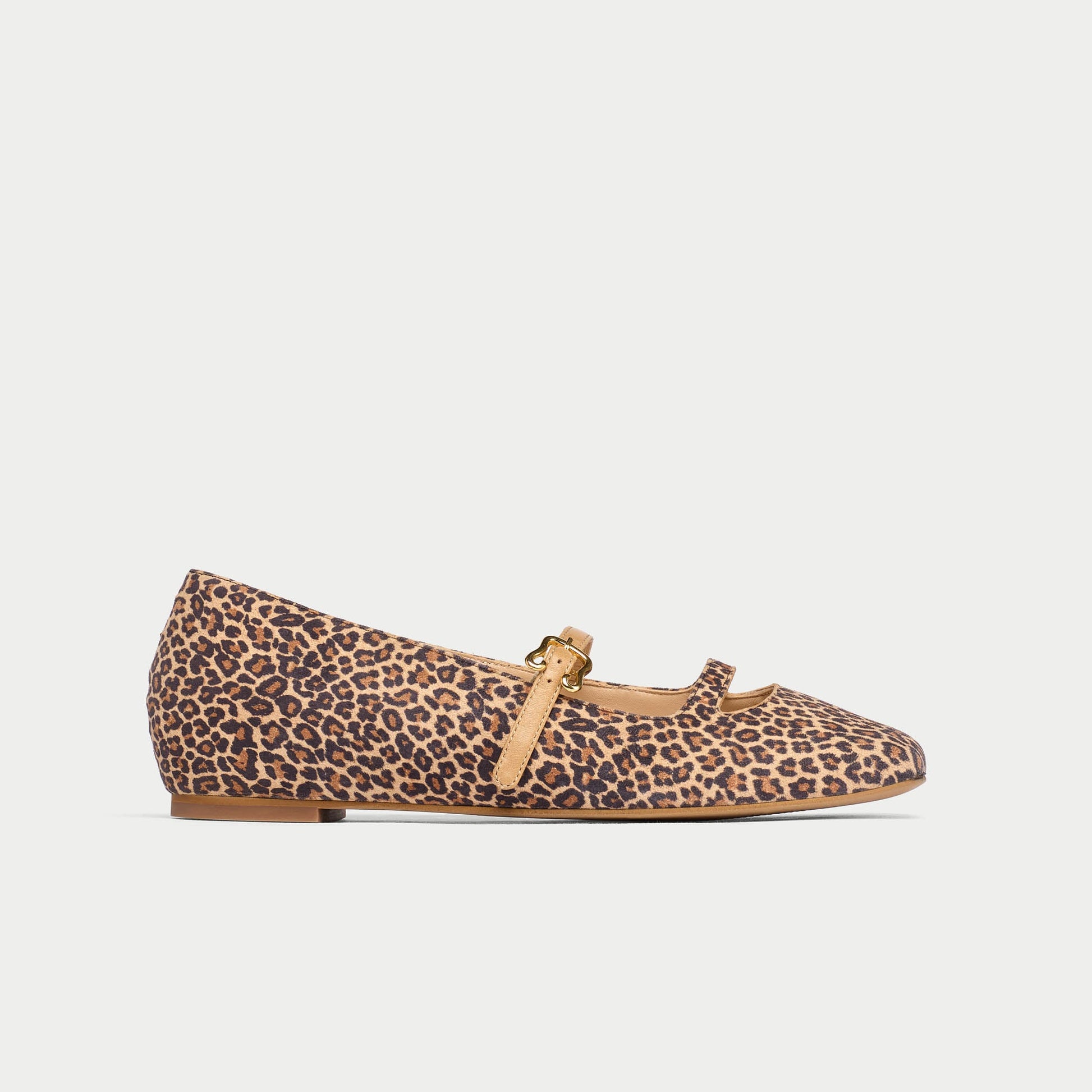 Alexa - Beige Leopard Leather Ballerinas-1