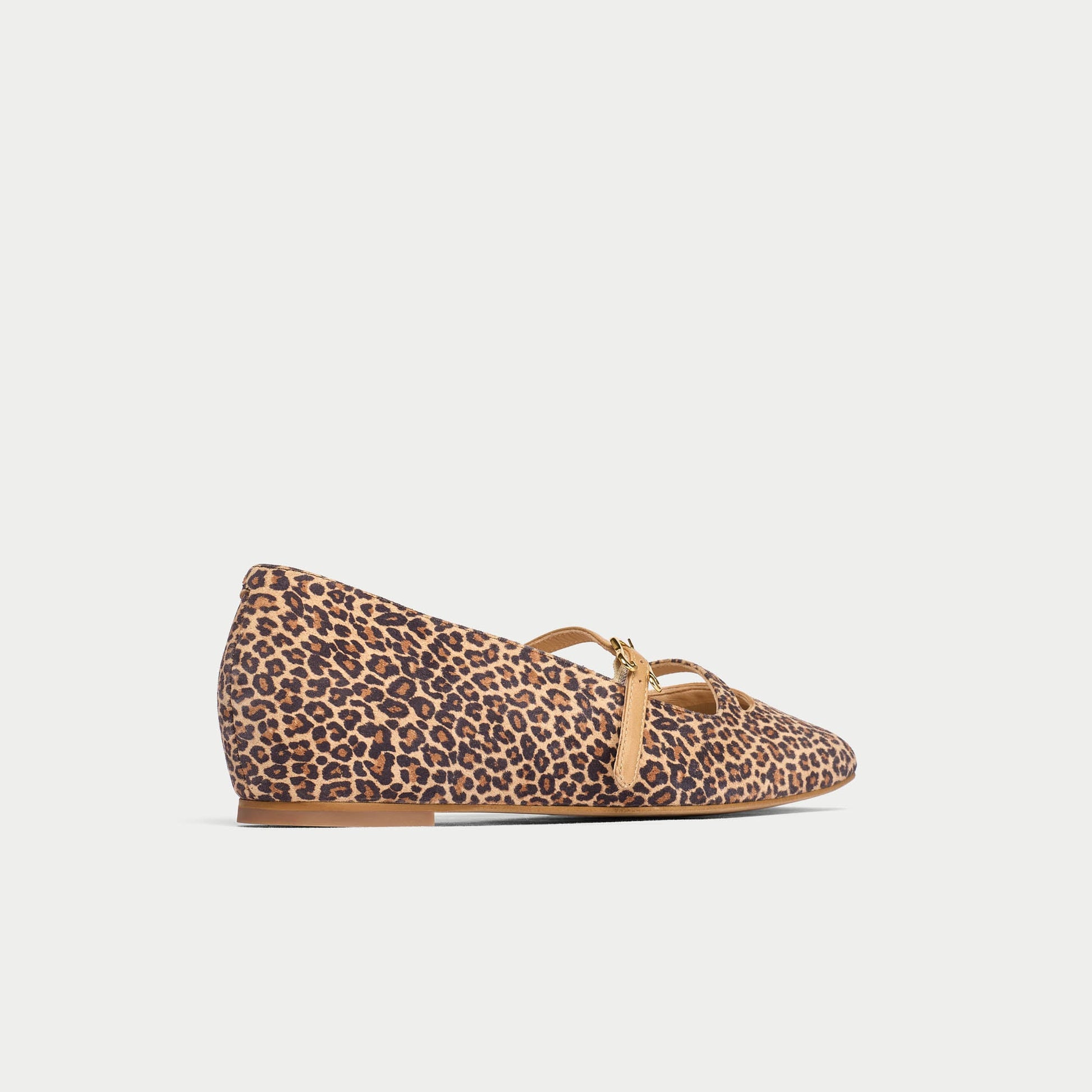 Alexa - Beige Leopard Leather Ballerinas-8