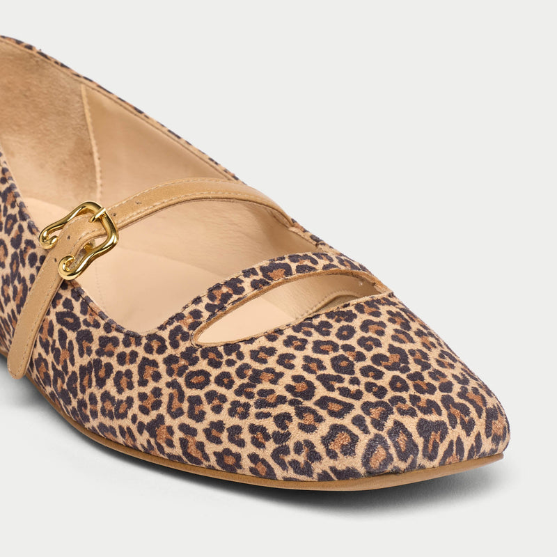 Alexa - Beige Leopard Leather Ballerinas-5