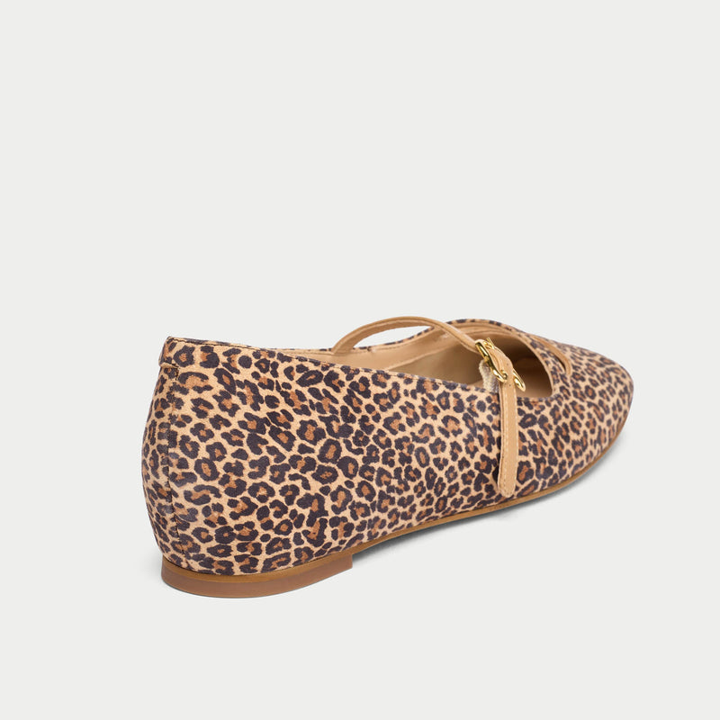 Alexa - Beige Leopard Leather Ballerinas-6