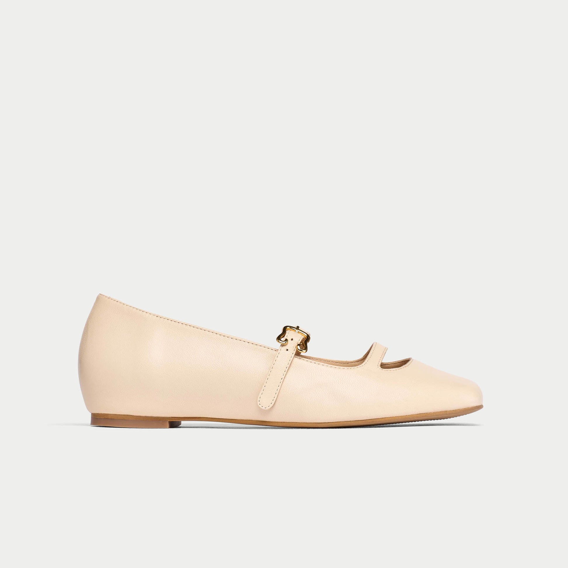 Alexa - Vanilla Cream Leather Ballerinas-1