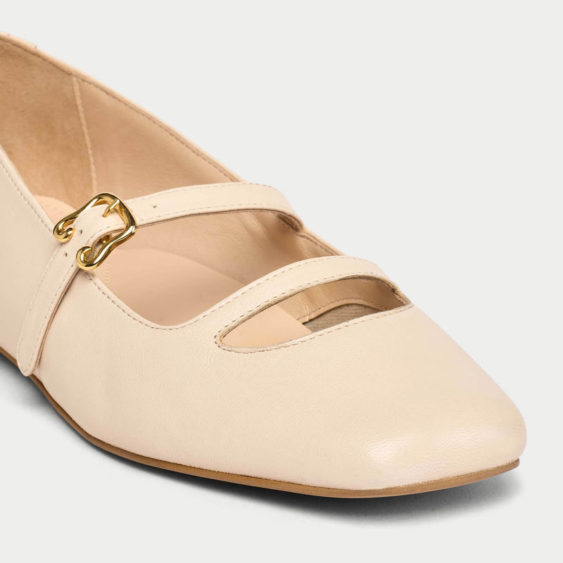 Alexa - Vanilla Cream Leather Ballerinas-4