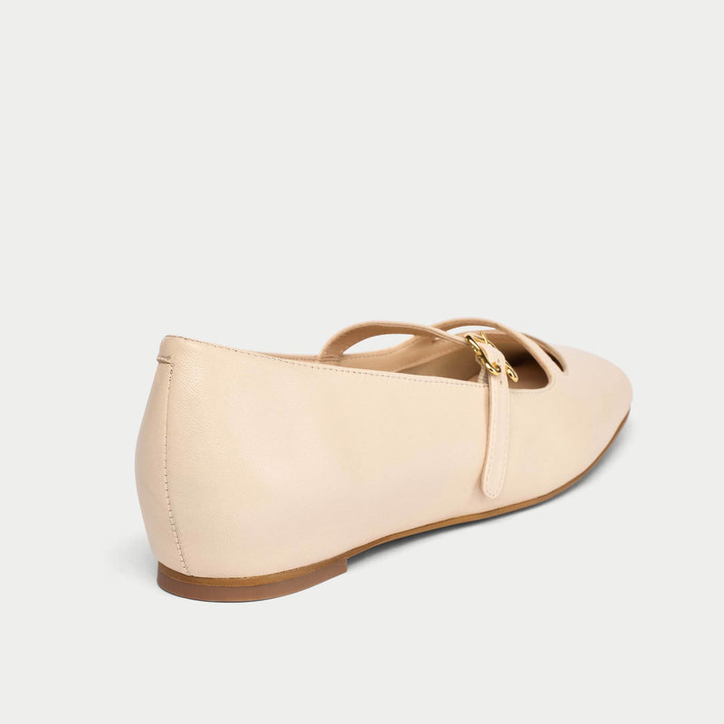 Alexa - Vanilla Cream Leather Ballerinas-5