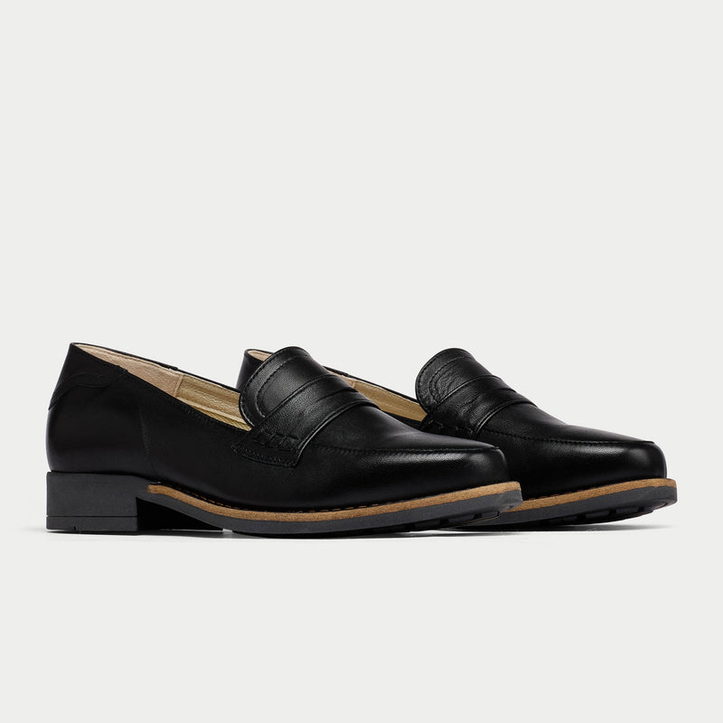 Nadia - Black Leather Loafers-2