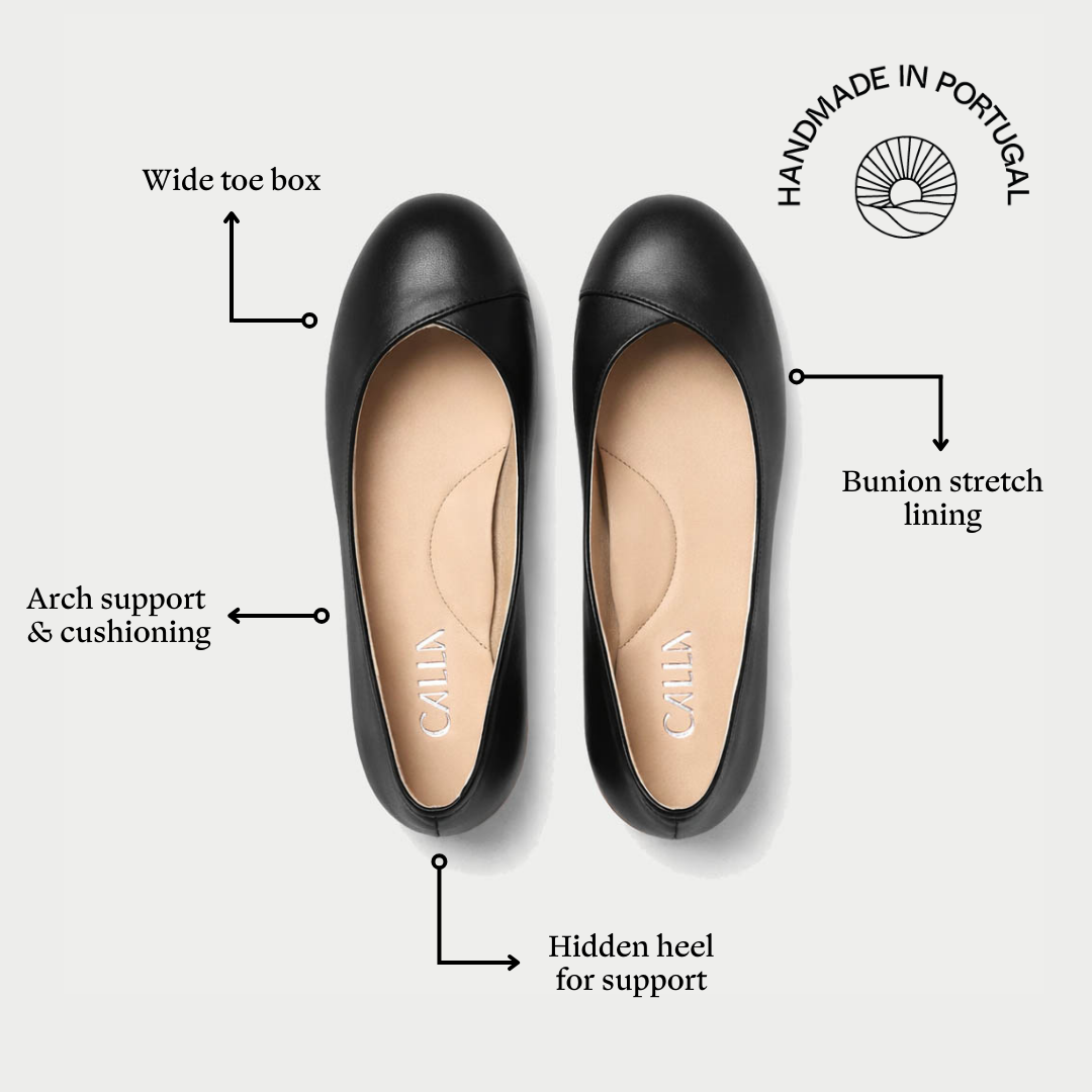 Charlotte - Black Leather Ballerinas-5