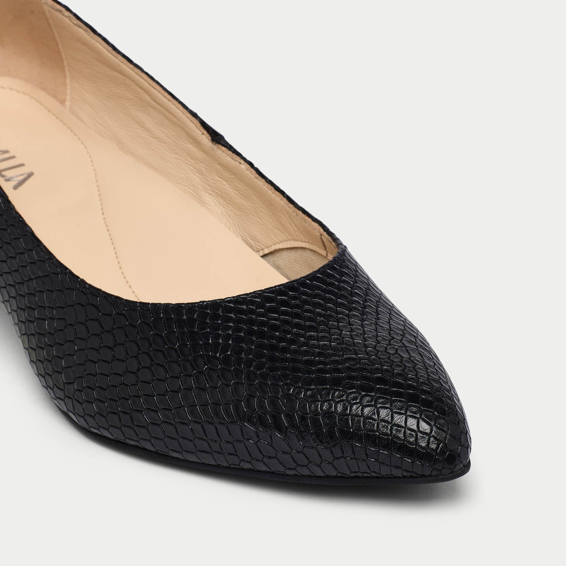 Claudia - Black Croc Leather Courts-4