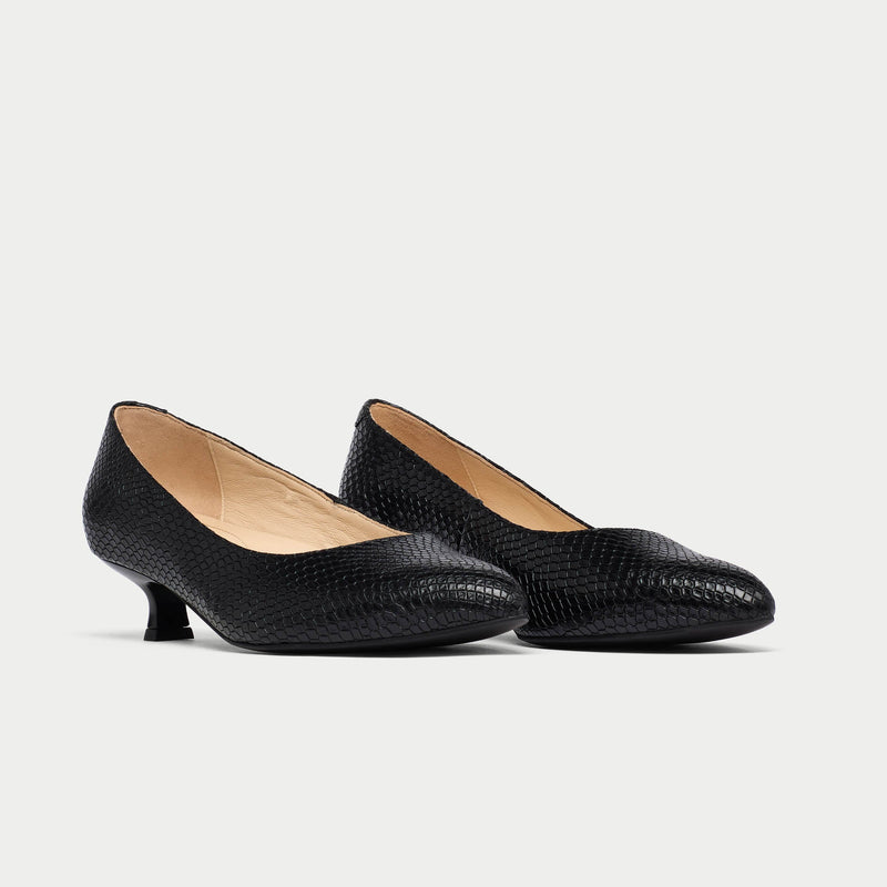 Claudia - Black Croc Leather Courts-2