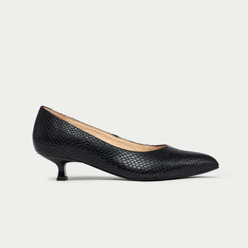 Claudia - Black Croc Leather Courts-1