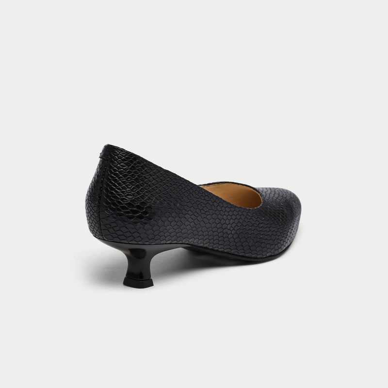 Claudia - Black Croc Leather Courts-5