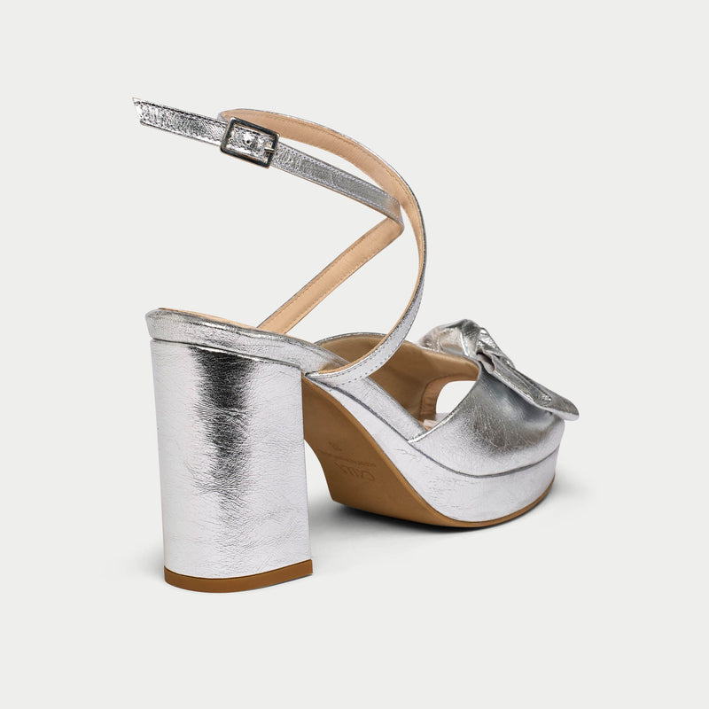 Daisy - High-Shine Silver Metallic Block Heels-4
