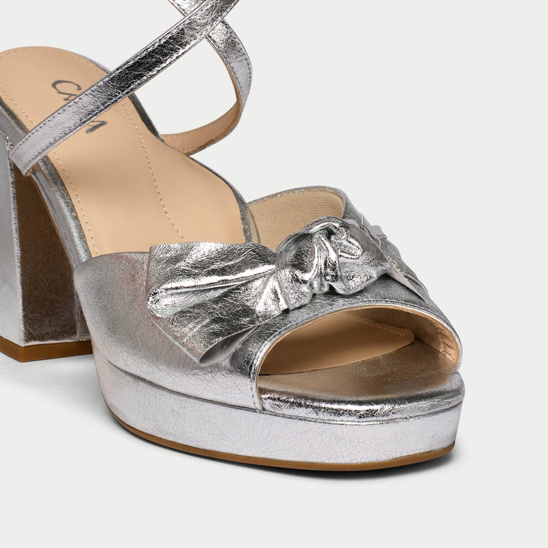 Daisy - High-Shine Silver Metallic Block Heels-3