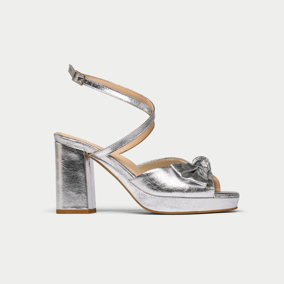 Daisy - High-Shine Silver Metallic Block Heels-1