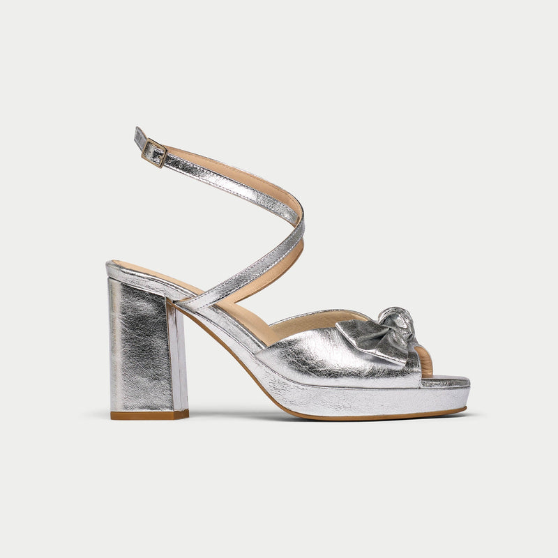 Daisy - High-Shine Silver Metallic Block Heels-1
