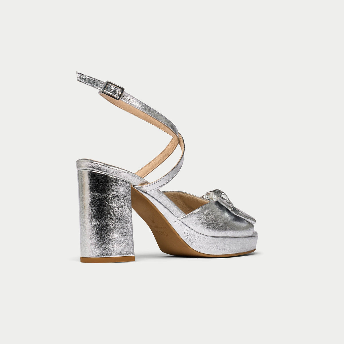 Daisy - High-Shine Silver Metallic Block Heels-5