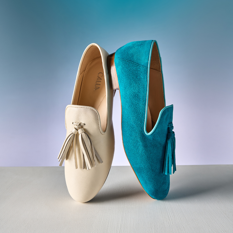 Freya - Teal Suede Loafers-4