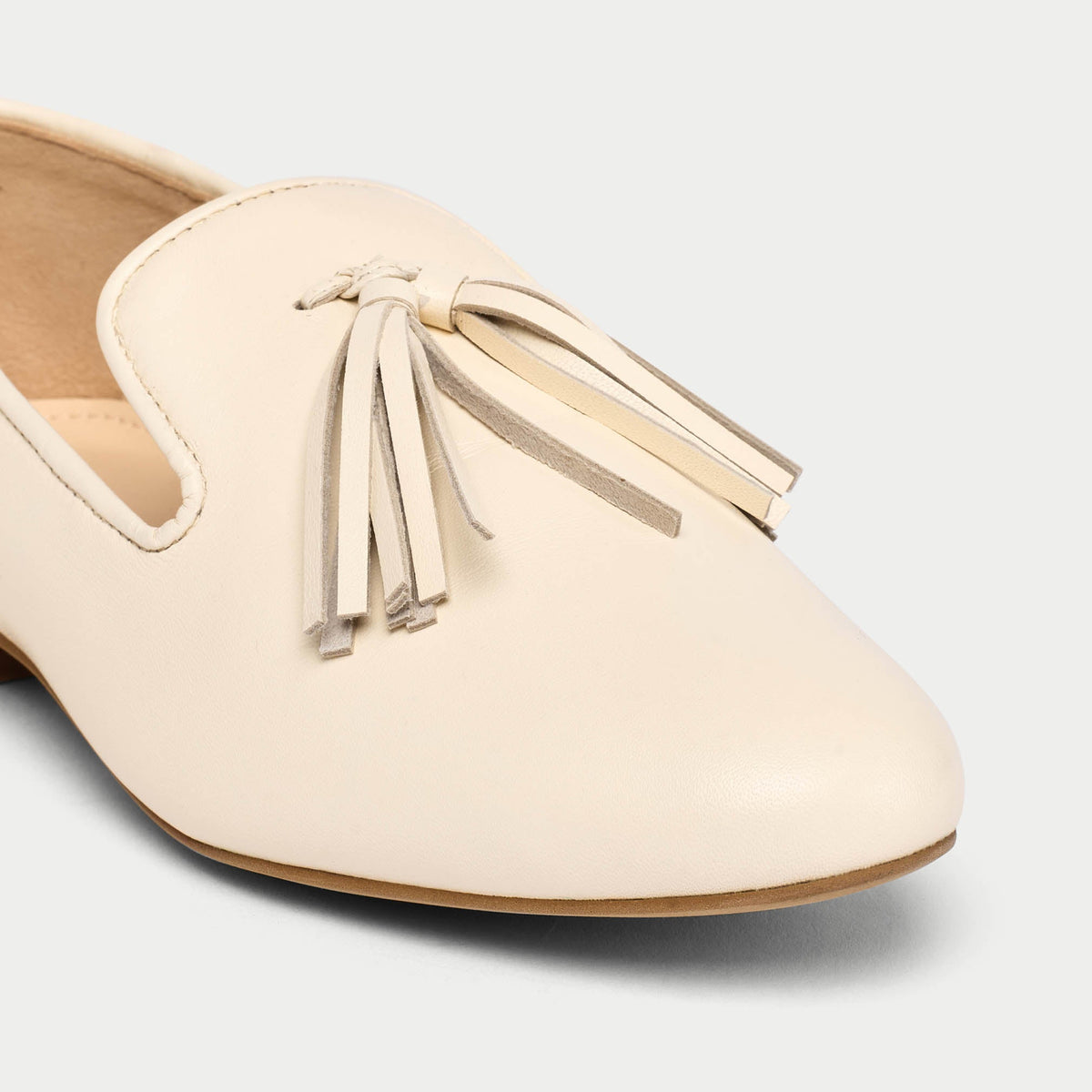 Freya - Off White Leather Loafers-4