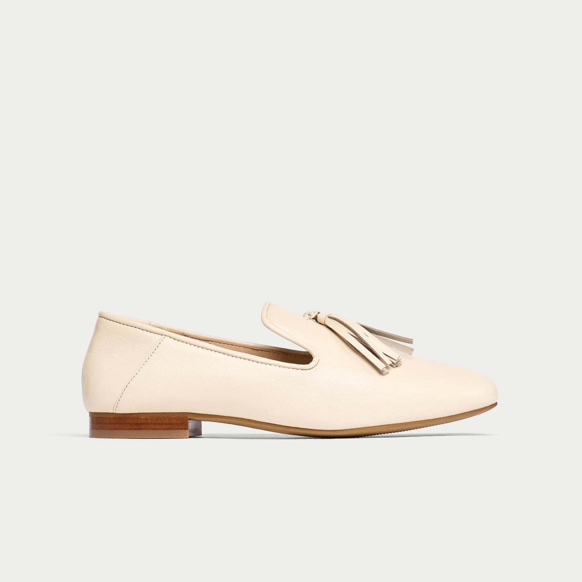 Freya - Off White Leather Loafers