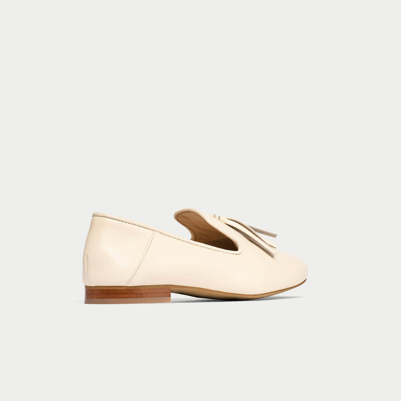 Freya - Off White Leather Loafers-8