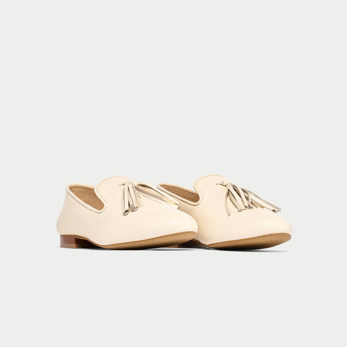 Freya - Off White Leather Loafers-3