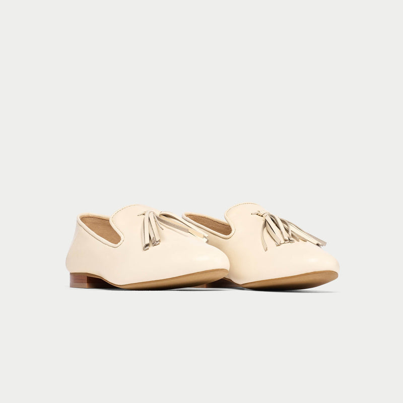 Freya - Off White Leather Loafers-3