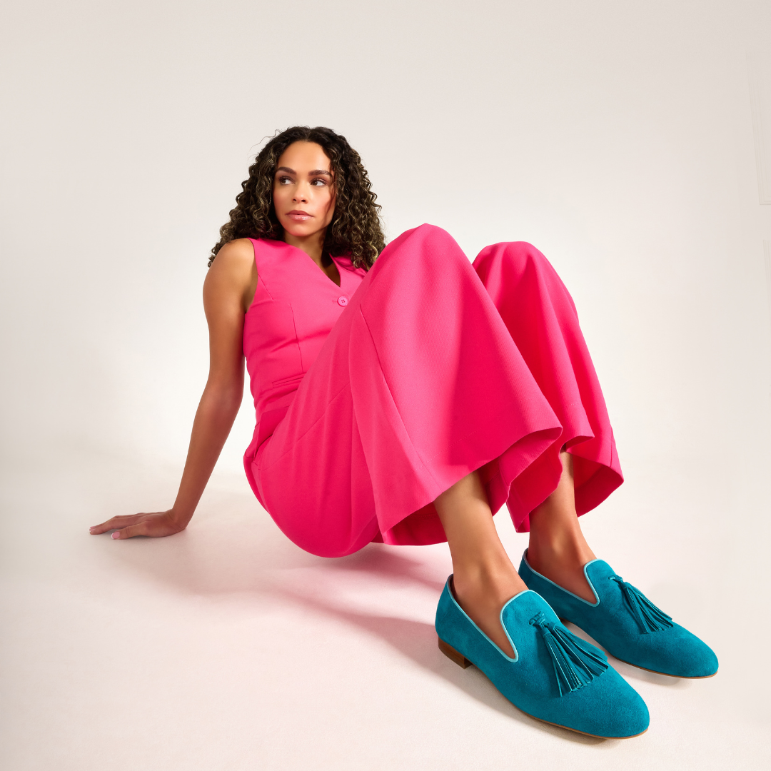 Freya - Teal Suede Loafers