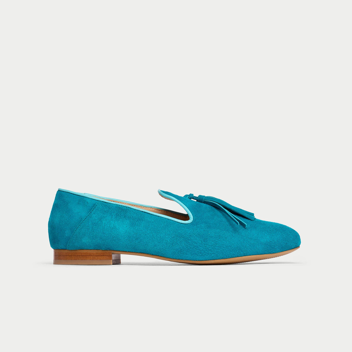 Freya - Teal Suede Loafers-2