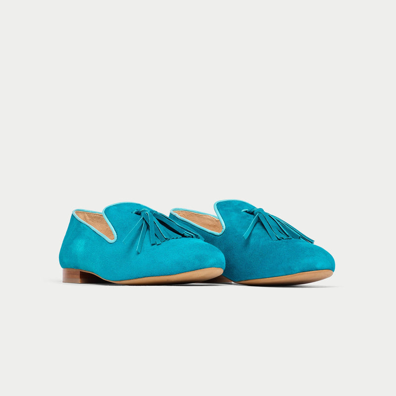 Freya - Teal Suede Loafers-5
