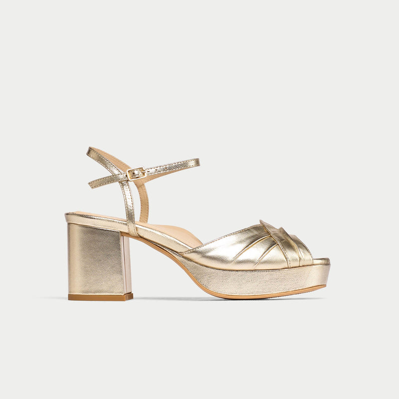 Lottie - Champagne Metallic Block Heels-1