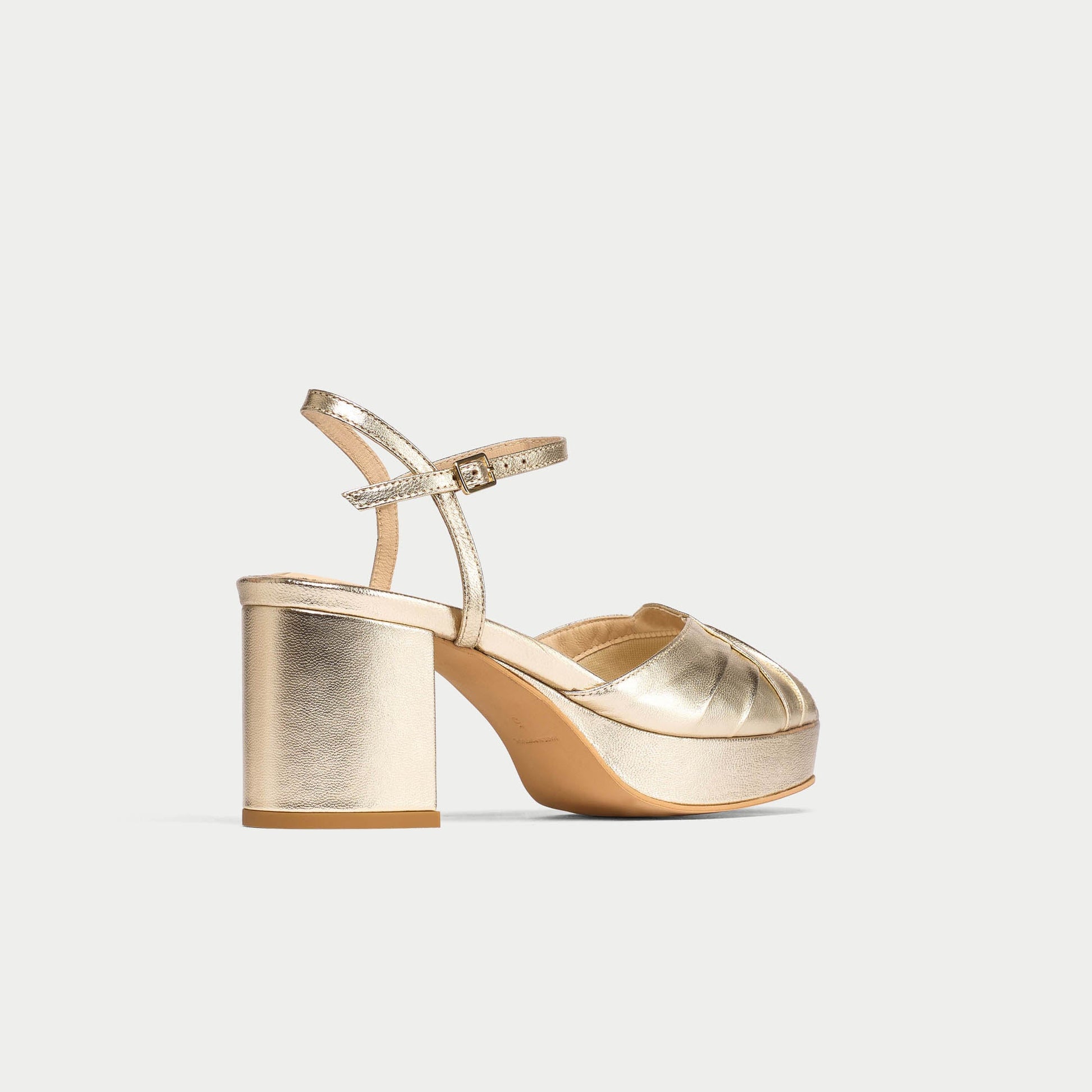 Lottie - Champagne Metallic Block Heels-7