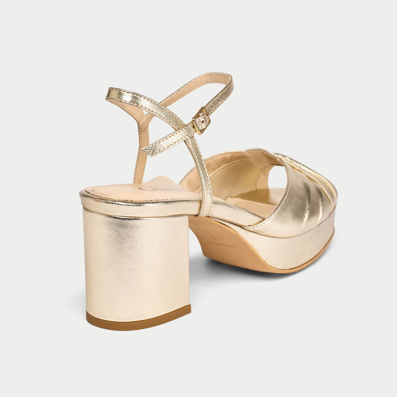 Lottie - Champagne Metallic Block Heels-6