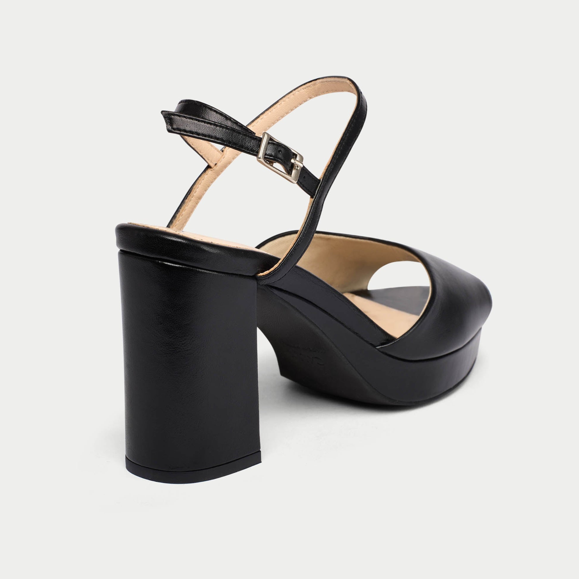 Margot - Black Leather Block Heels-5