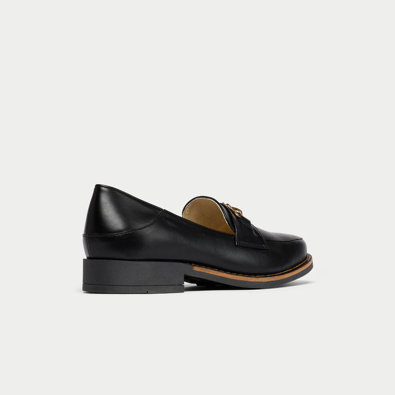 Meredith - Black Leather Loafers-9