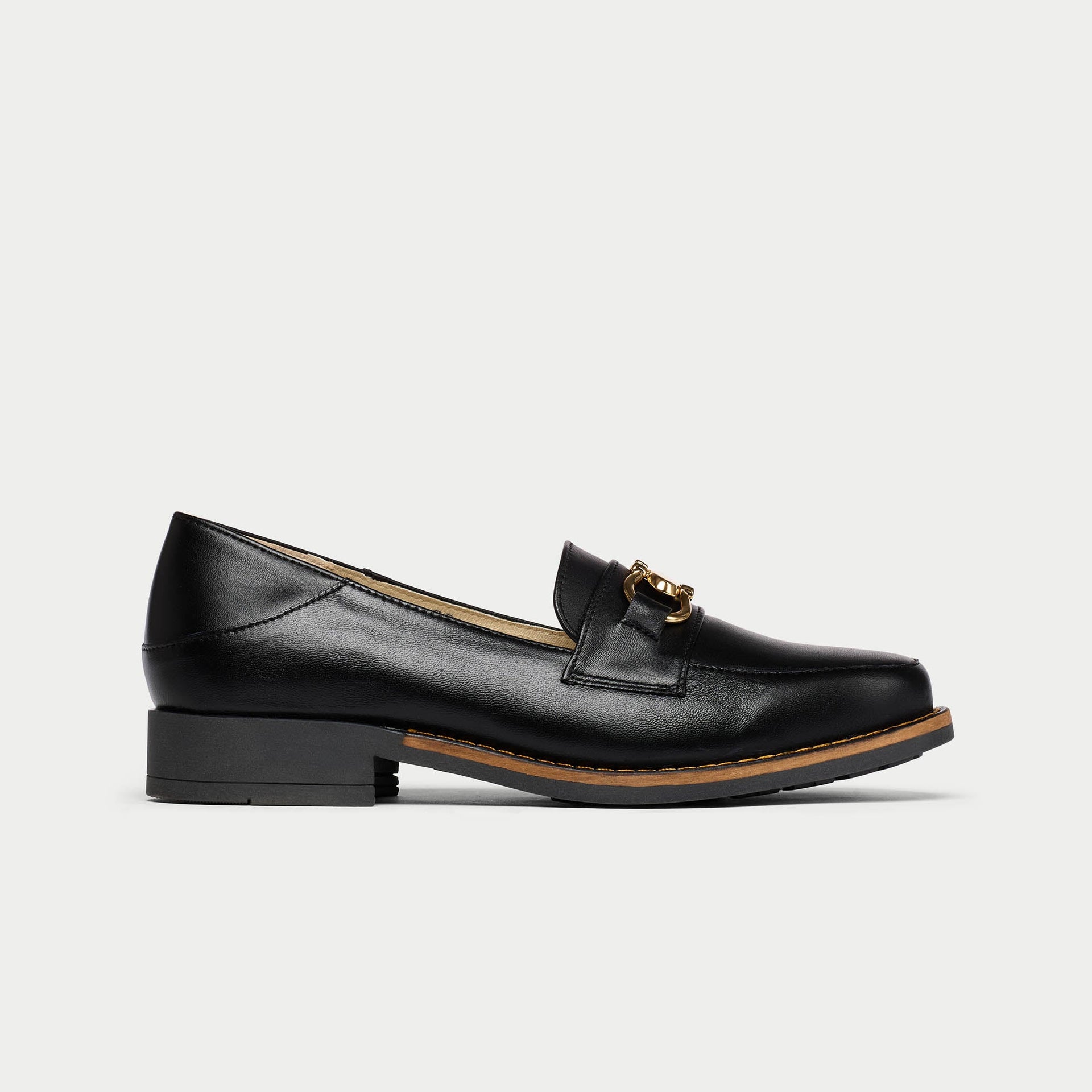 Meredith - Black Leather Loafers