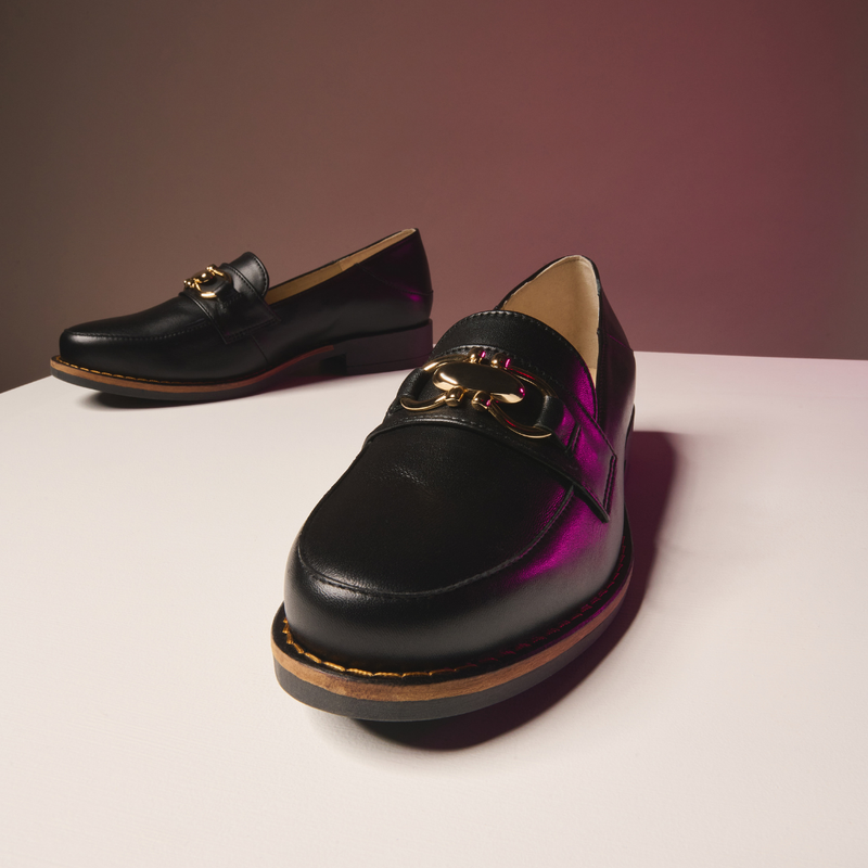 Meredith - Black Leather Loafers-6