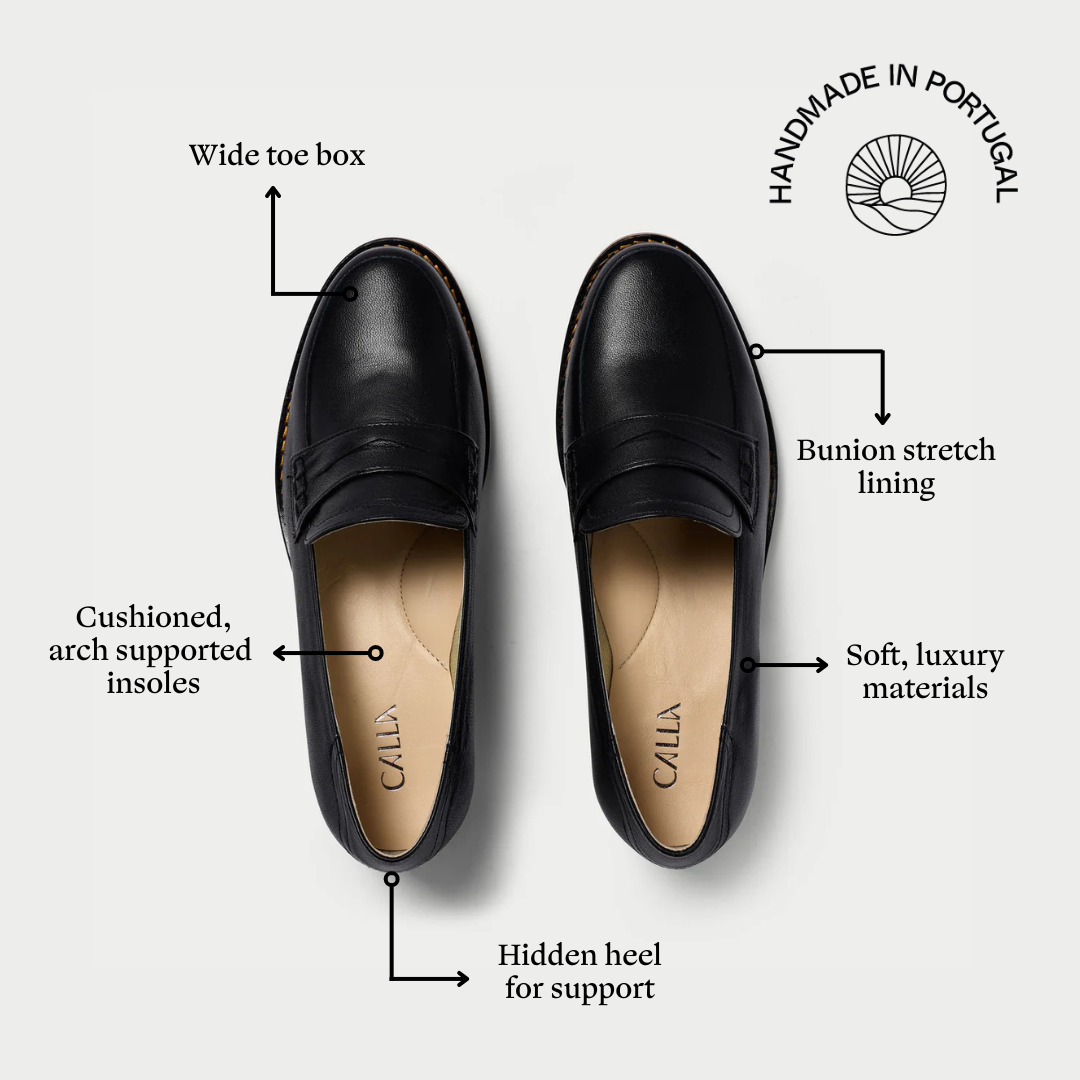 Nadia - Black Leather Loafers-4