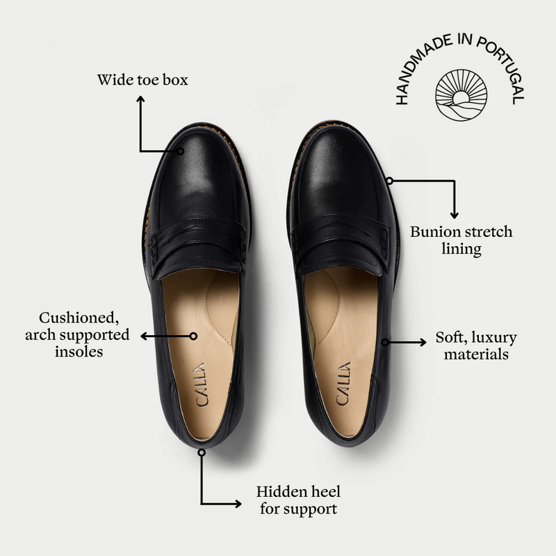 Nadia - Black Leather Loafers-4