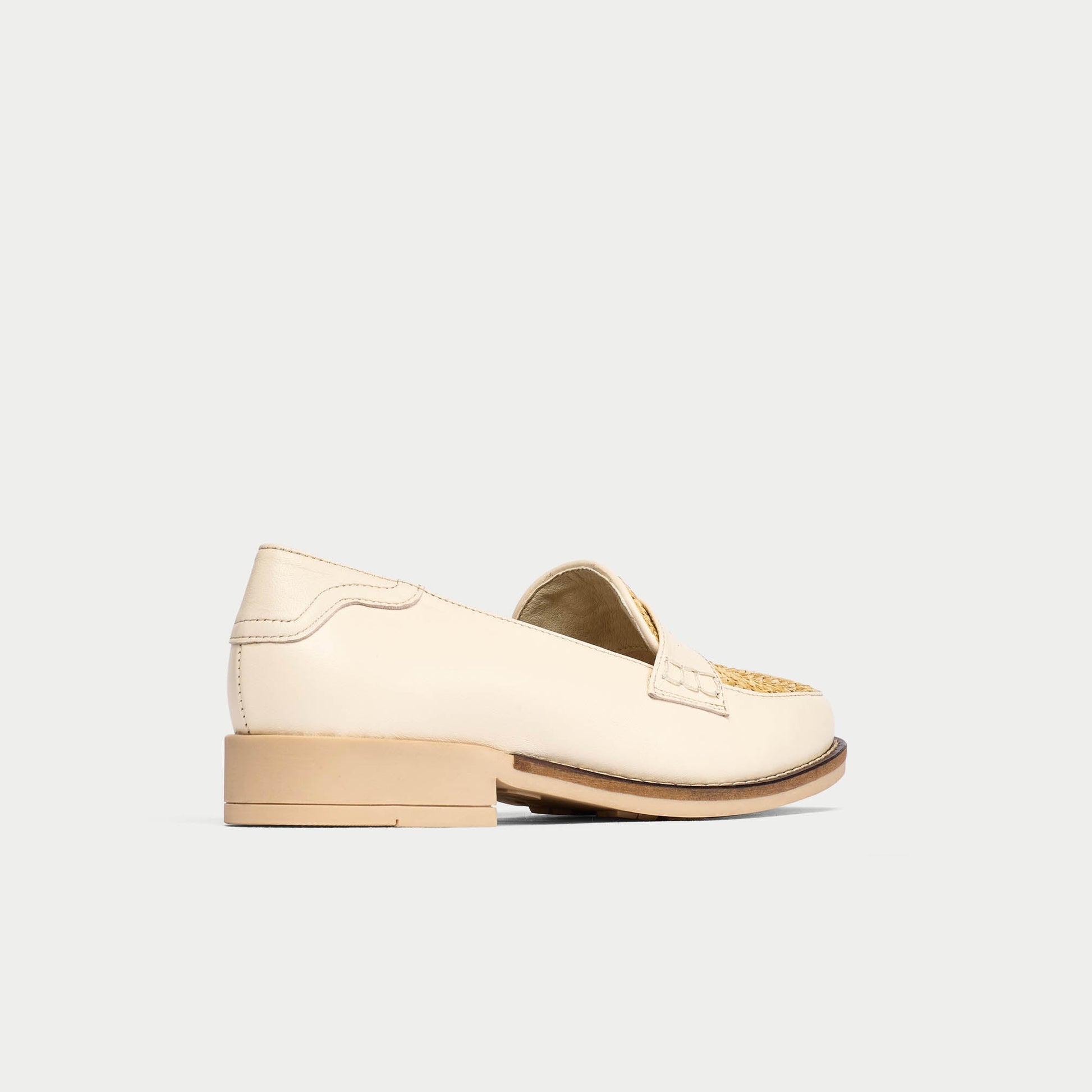 Nadia - Buttermilk Leather Raffia Loafers-9