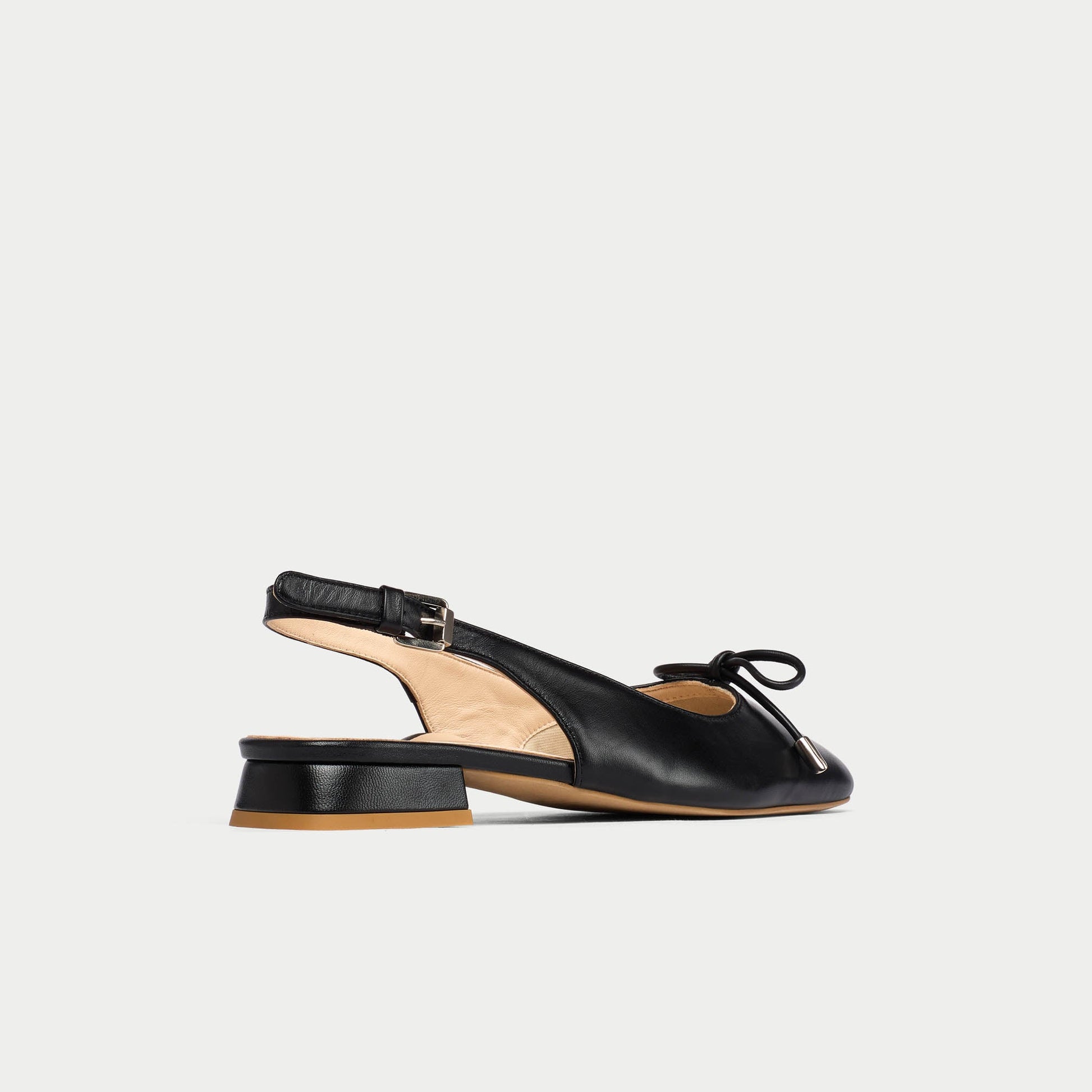 Petra - Black Leather Slingbacks-7