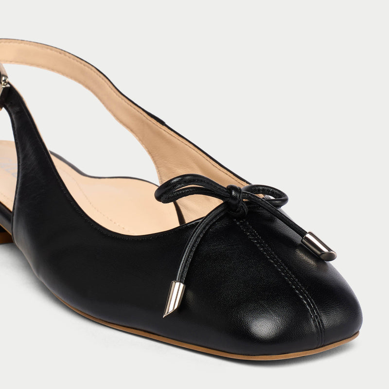 Petra - Black Leather Slingbacks-4