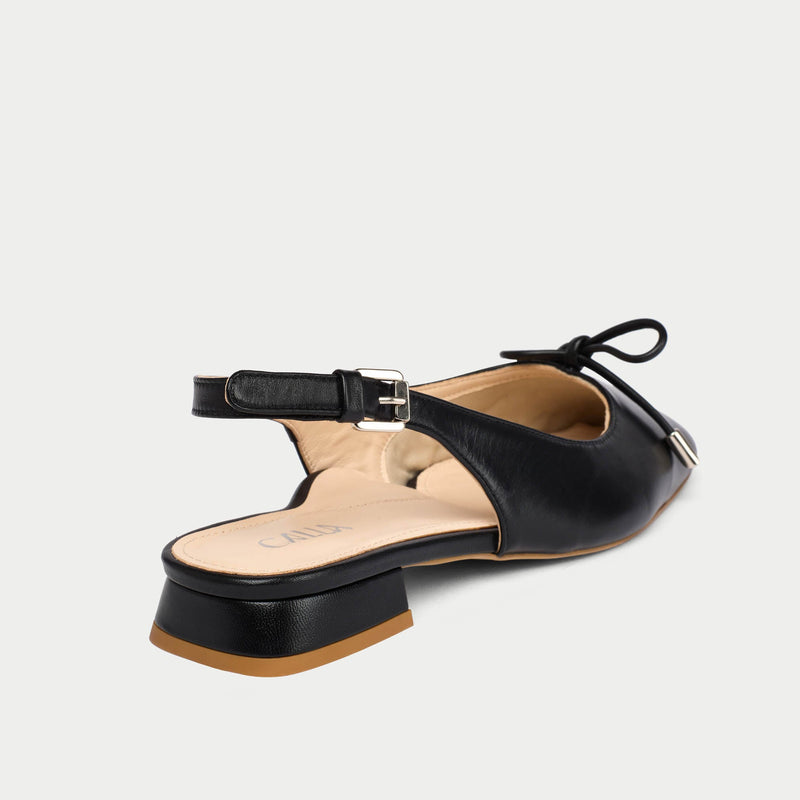 Petra - Black Leather Slingbacks-5